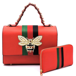 Queen Bee Boxy Leather Handbag/Wallet Set