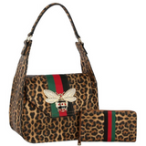 Queen Bee Striped Hobo Handbag/Wallet Set