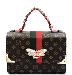 Gucci Bamboo Embroidered Tote With Tiger & Bee