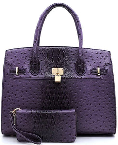 OST CROC Padlock 2 in 1 Satchel and Wallet