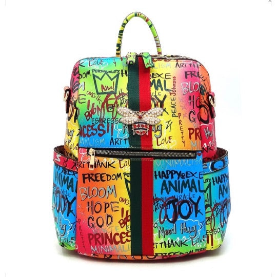 Trendy Queen Bee Stripe Monogram Sling Backpack HF-CS750B