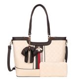 Queen Bee Bow Shopper Tote/Wallet Set