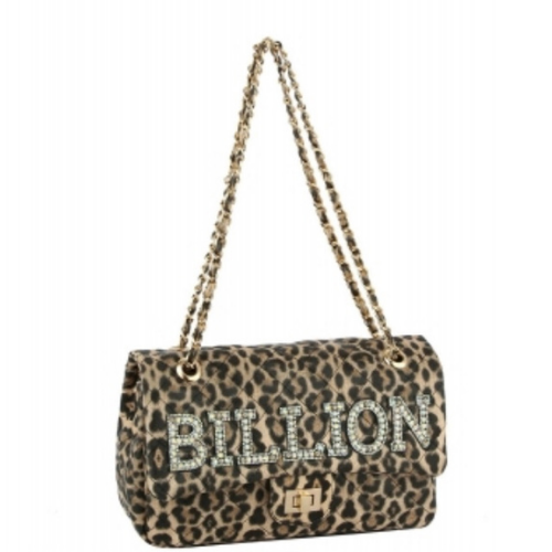 Rhinestone “BILLION” Quilted Turn-lock Shoulder Bag