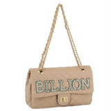 Rhinestone “BILLION” Quilted Turn-lock Shoulder Bag