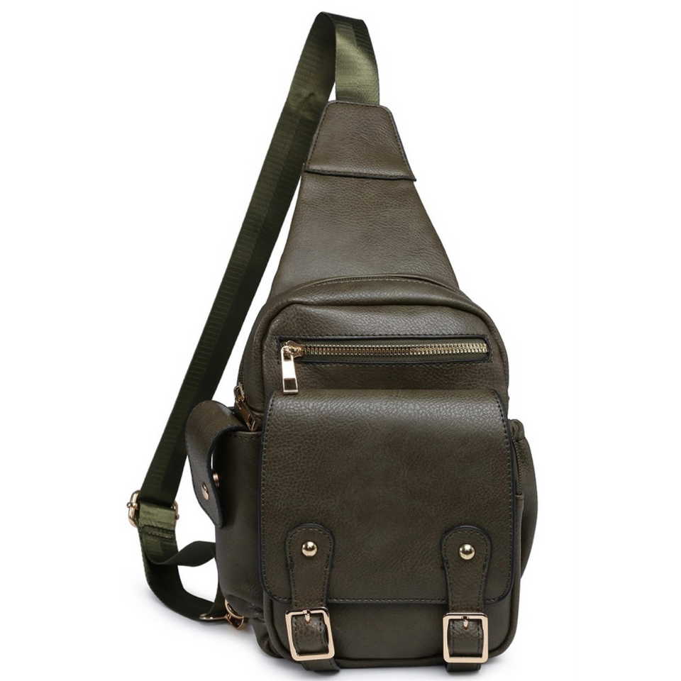 Unisex Buckle Flap Sling Backpack!