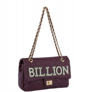 Rhinestone “BILLION” Quilted Turn-lock Shoulder Bag