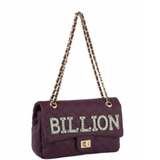 Rhinestone “BILLION” Quilted Turn-lock Shoulder Bag