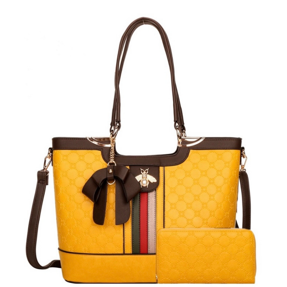 Queen Bee Bow Shopper Tote/Wallet Set