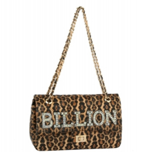 Rhinestone “BILLION” Quilted Turn-lock Shoulder Bag