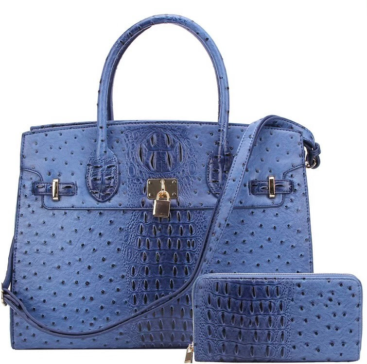 CROC SATCHEL WITH MATCHING WALLET JY-LQ-142-1 > Animal Print > Mezon  Handbags