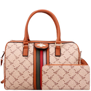 Queen Bee Monogrammed Print Boston Satchel Set!