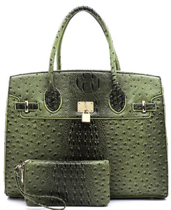 OST CROC Padlock 2 in 1 Satchel and Wallet