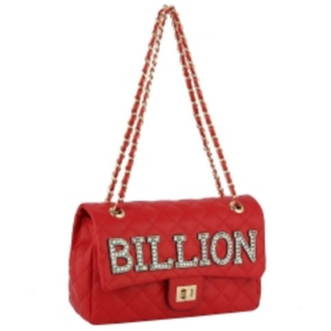 Rhinestone “BILLION” Quilted Turn-lock Shoulder Bag