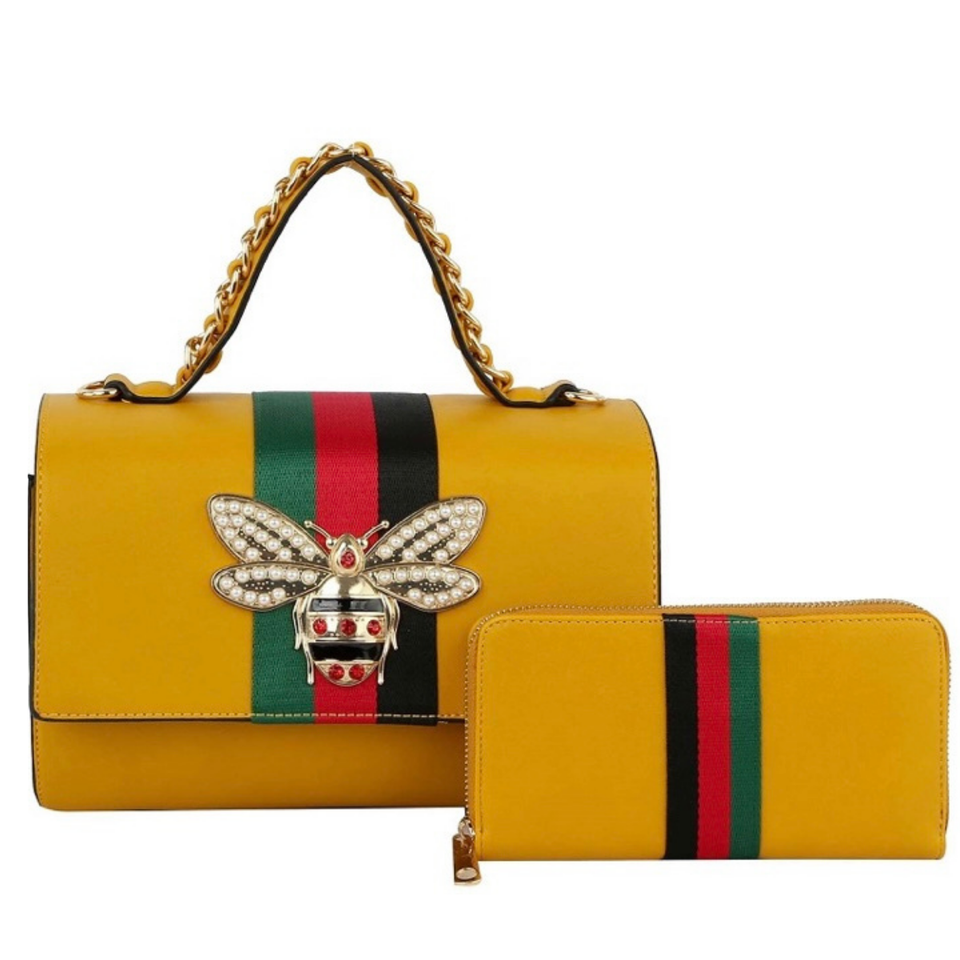 Gucci bag with gold metallic leather handle | Golden Archives