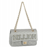 Rhinestone “BILLION” Quilted Turn-lock Shoulder Bag