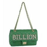 Rhinestone “BILLION” Quilted Turn-lock Shoulder Bag