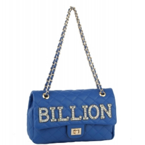 Rhinestone “BILLION” Quilted Turn-lock Shoulder Bag