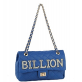 Rhinestone “BILLION” Quilted Turn-lock Shoulder Bag