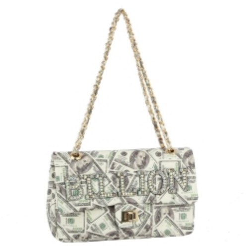 Rhinestone “BILLION” Quilted Turn-lock Shoulder Bag