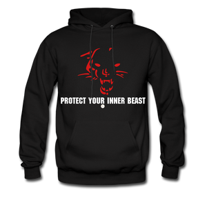 Inner Beast White Letter Hoodie - black