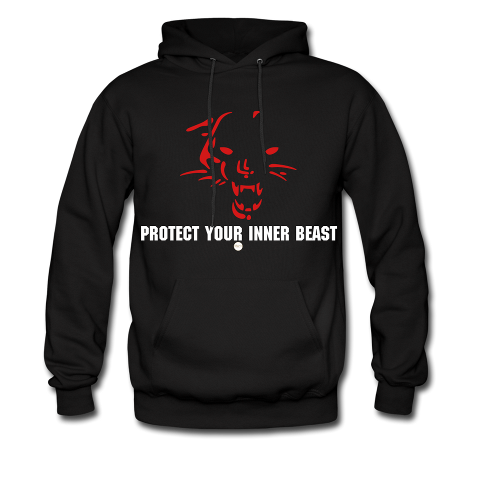 Inner Beast White Letter Hoodie - black