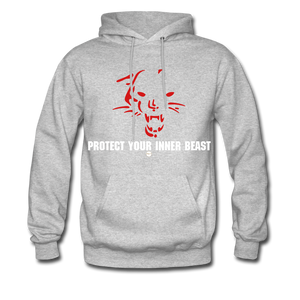 Inner Beast White Letter Hoodie - heather gray