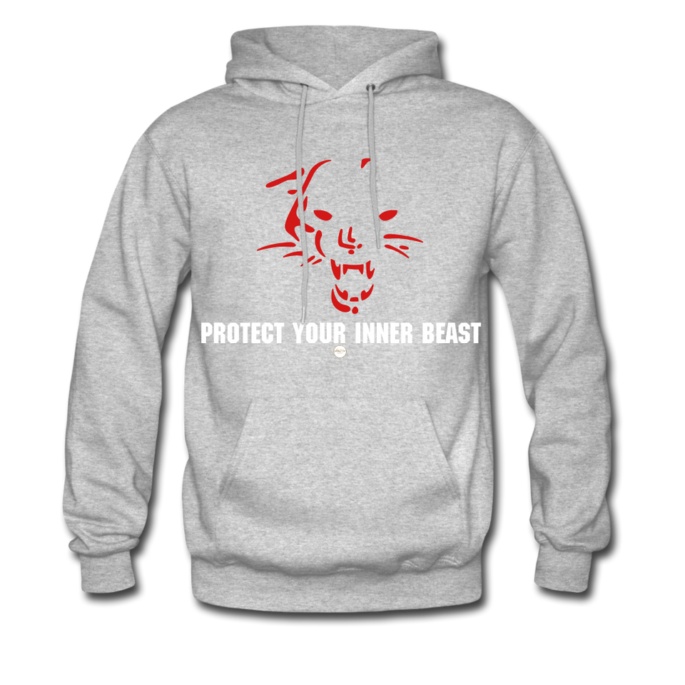 Inner Beast White Letter Hoodie - heather gray