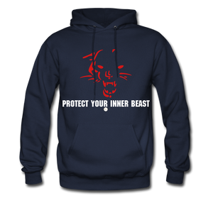 Inner Beast White Letter Hoodie - navy