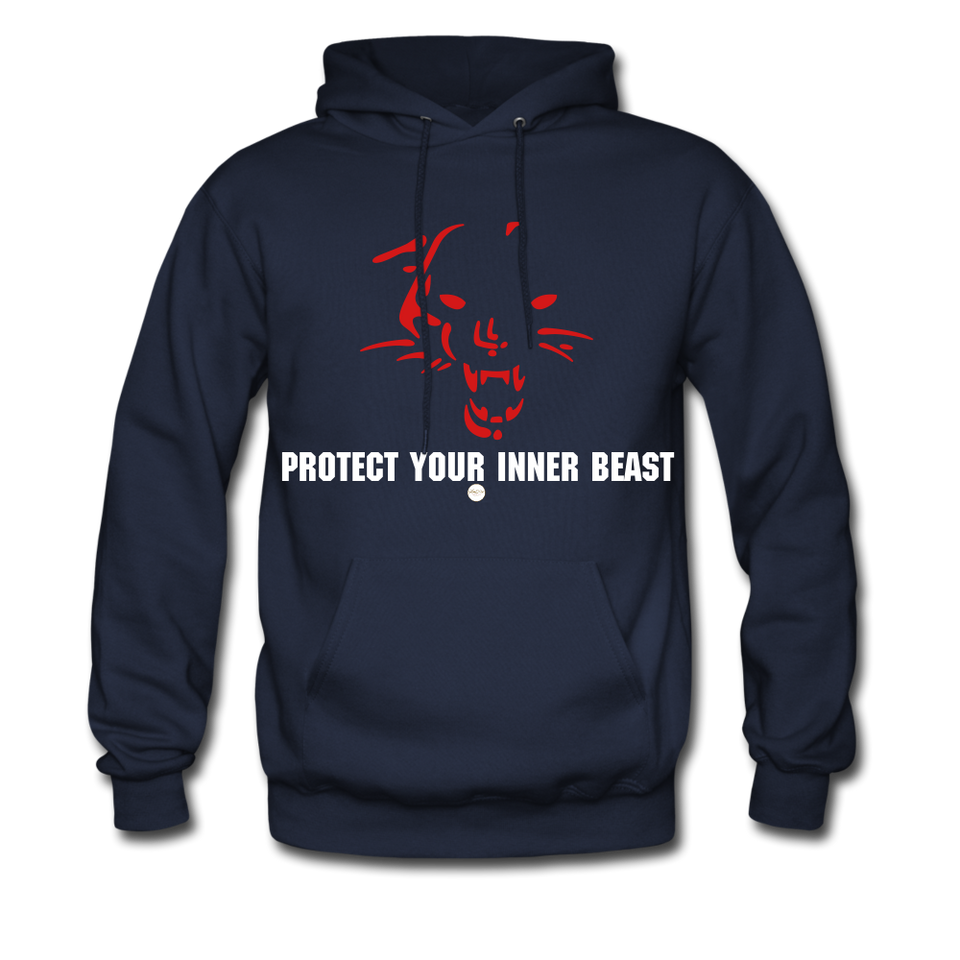 Inner Beast White Letter Hoodie - navy