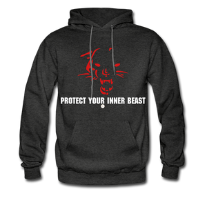 Inner Beast White Letter Hoodie - charcoal gray