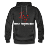 Inner Beast White Letter Hoodie - charcoal gray