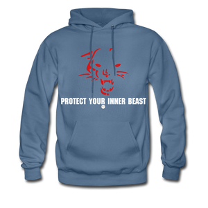 Inner Beast White Letter Hoodie - denim blue