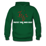 Inner Beast White Letter Hoodie - forest green