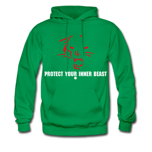 Inner Beast White Letter Hoodie - kelly green