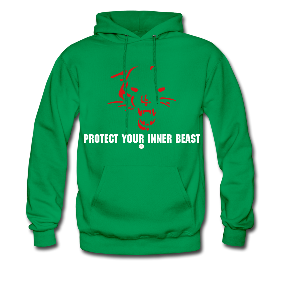 Inner Beast White Letter Hoodie - kelly green