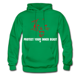 Inner Beast White Letter Hoodie - kelly green