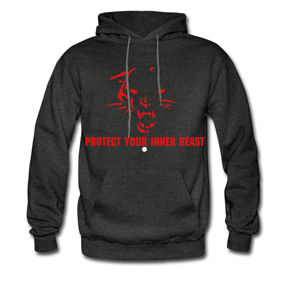 Inner Beast Red Letter Hoodie - charcoal gray