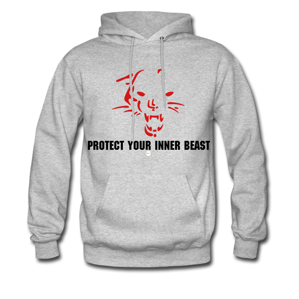 Inner Beast Black Letter Hoodie - heather gray