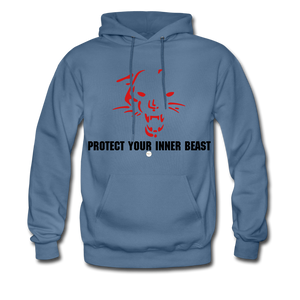 Inner Beast Black Letter Hoodie - denim blue