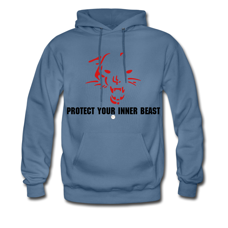 Inner Beast Black Letter Hoodie - denim blue