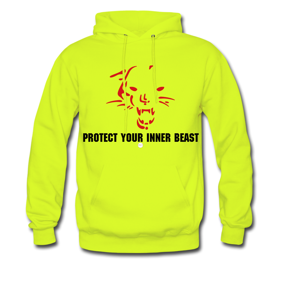 Inner Beast Black Letter Hoodie - safety green