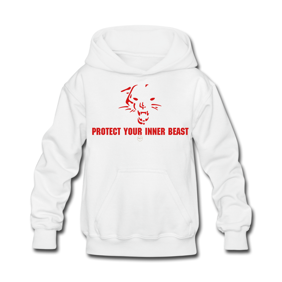 Kids Inner Beast Red Letter Hoodie - white