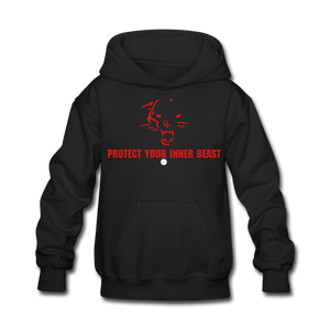 Kids Inner Beast Red Letter Hoodie - black