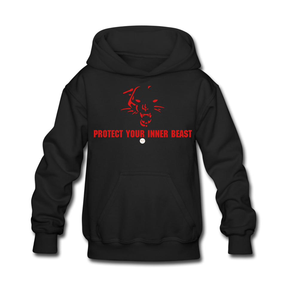 Kids Inner Beast Red Letter Hoodie - black