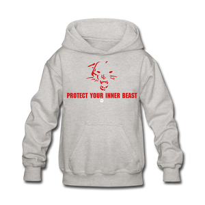 Kids Inner Beast Red Letter Hoodie - heather gray