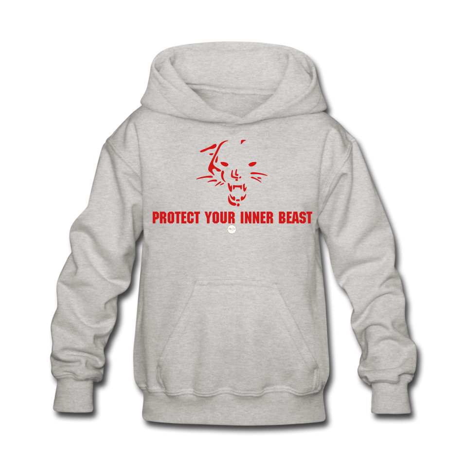 Kids Inner Beast Red Letter Hoodie - heather gray