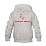 Kids Inner Beast Red Letter Hoodie - heather gray