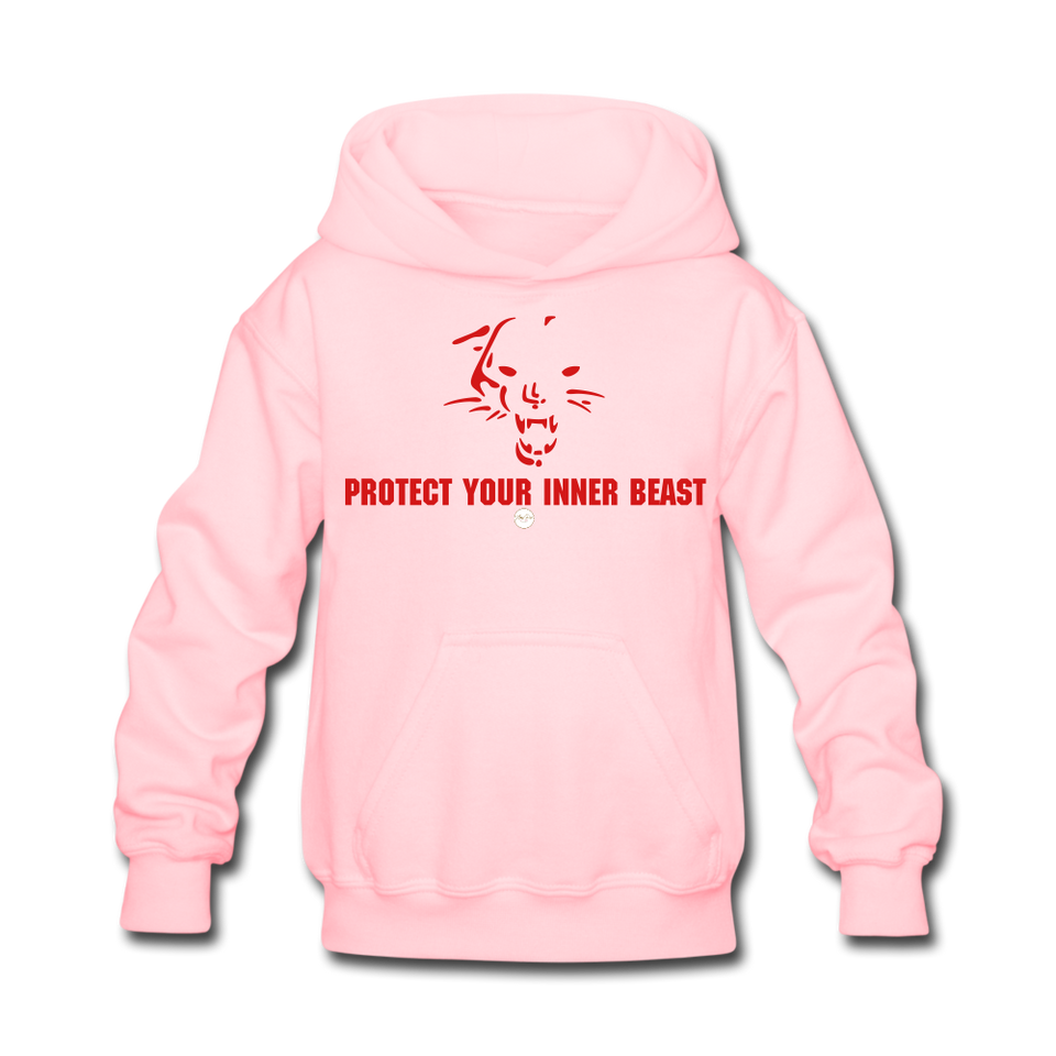 Kids Inner Beast Red Letter Hoodie - pink