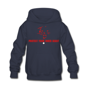 Kids Inner Beast Red Letter Hoodie - navy