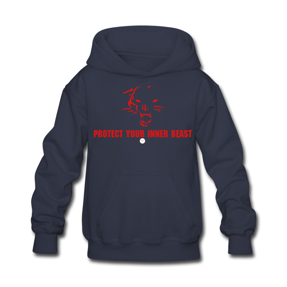 Kids Inner Beast Red Letter Hoodie - navy